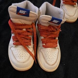 Jordan Kids White and Orange Sneakers
